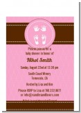 Baby Feet Pitter Patter Pink - Baby Shower Petite Invitations