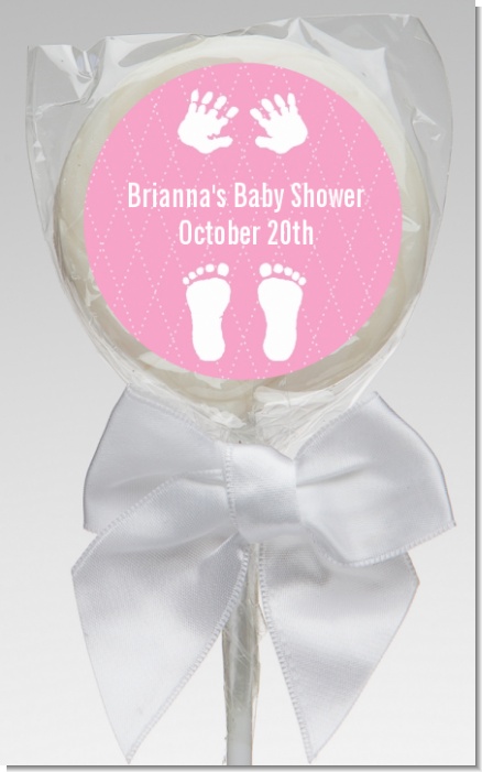 Baby Feet Pitter Patter Pink - Personalized Baby Shower Lollipop Favors