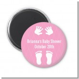 Baby Feet Pitter Patter Pink - Personalized Baby Shower Magnet Favors