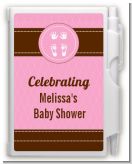 Baby Feet Pitter Patter Pink - Baby Shower Personalized Notebook Favor