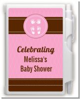 Baby Feet Pitter Patter Pink - Baby Shower Personalized Notebook Favor