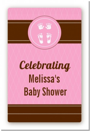 Baby Feet Pitter Patter Pink - Custom Large Rectangle Baby Shower Sticker/Labels