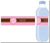 Baby Feet Pitter Patter Pink - Personalized Baby Shower Water Bottle Labels