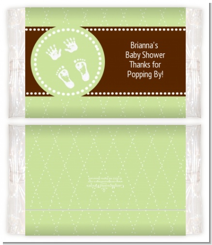 Baby Feet Pitter Patter Neutral - Personalized Popcorn Wrapper Baby Shower Favors