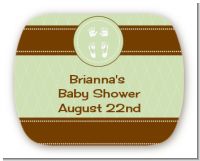 Baby Feet Pitter Patter Neutral - Personalized Baby Shower Rounded Corner Stickers