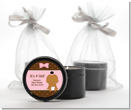 Baby Girl African American - Baby Shower Black Candle Tin Favors