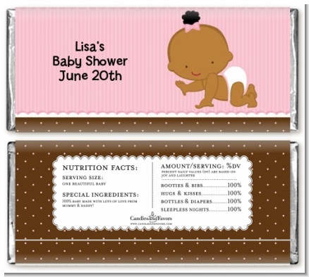 Baby Girl African American - Personalized Baby Shower Candy Bar Wrappers