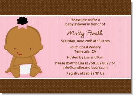 Baby Girl African American - Baby Shower Invitations