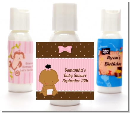 Baby Girl African American - Personalized Baby Shower Lotion Favors