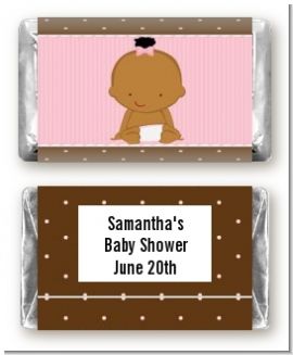 Baby Girl African American - Personalized Baby Shower Mini Candy Bar Wrappers