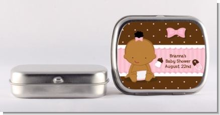 Baby Girl African American - Personalized Baby Shower Mint Tins