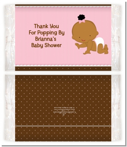 Baby Girl African American - Personalized Popcorn Wrapper Baby Shower Favors