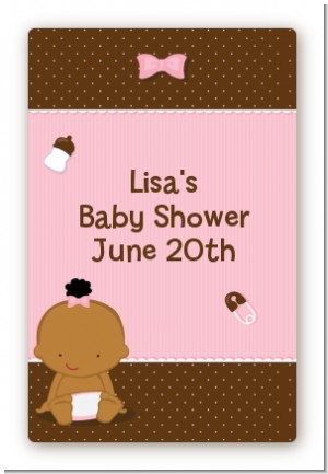 Baby Girl African American - Custom Large Rectangle Baby Shower Sticker/Labels