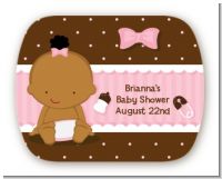 Baby Girl African American - Personalized Baby Shower Rounded Corner Stickers