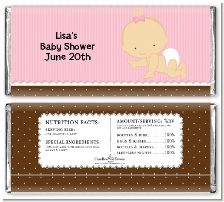 Baby Girl Caucasian - Personalized Baby Shower Candy Bar Wrappers