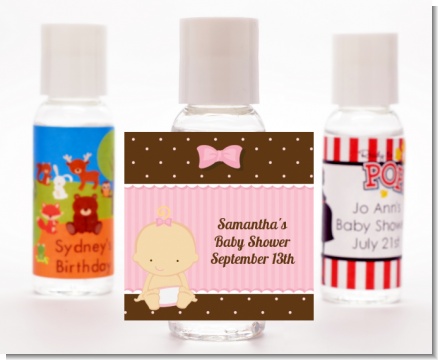 Baby Girl Caucasian - Personalized Baby Shower Hand Sanitizers Favors