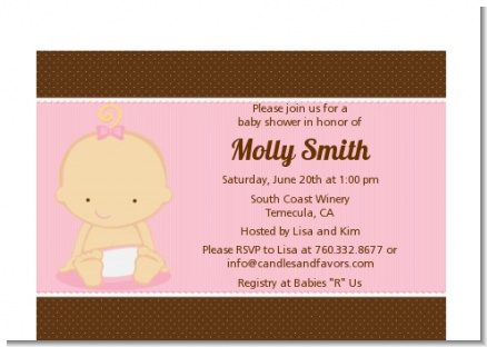 Baby Girl Caucasian - Baby Shower Petite Invitations