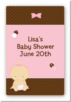 Baby Girl Caucasian - Custom Large Rectangle Baby Shower Sticker/Labels