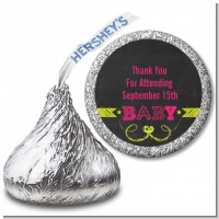 Baby Girl Chalk Inspired - Hershey Kiss Baby Shower Sticker Labels