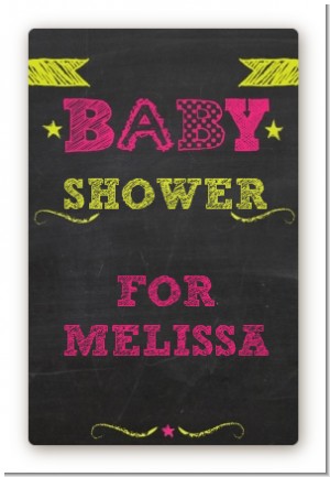 Baby Girl Chalk Inspired - Custom Large Rectangle Baby Shower Sticker/Labels