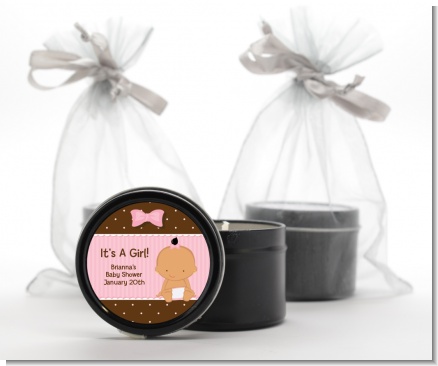 Baby Girl Hispanic - Baby Shower Black Candle Tin Favors