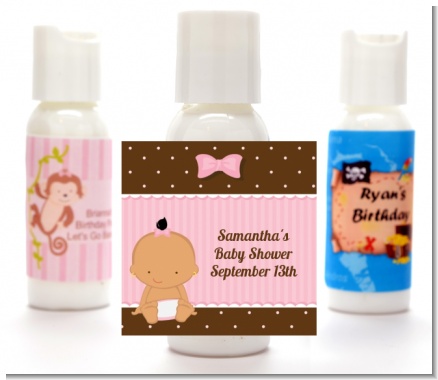 Baby Girl Hispanic - Personalized Baby Shower Lotion Favors