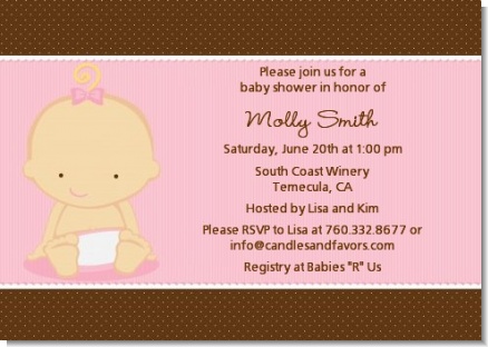 Baby Girl Caucasian - Baby Shower Invitations