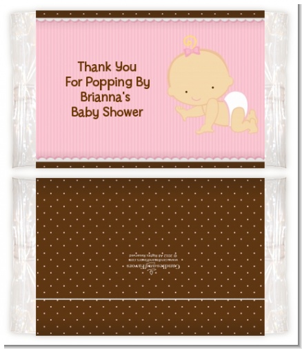 Baby Girl Caucasian - Personalized Popcorn Wrapper Baby Shower Favors