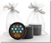 Baby Icons Blue - Baby Shower Black Candle Tin Favors
