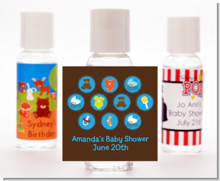 Baby Icons Blue - Personalized Baby Shower Hand Sanitizers Favors