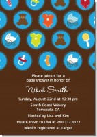 Baby Icons Blue - Baby Shower Invitations