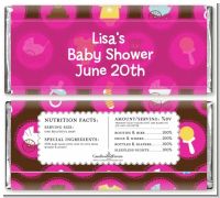 Baby Icons Pink - Personalized Baby Shower Candy Bar Wrappers