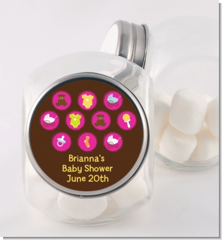 Baby Icons Pink - Personalized Baby Shower Candy Jar