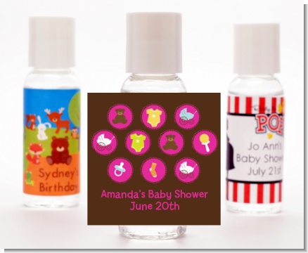 Baby Icons Pink - Personalized Baby Shower Hand Sanitizers Favors
