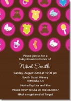 Baby Icons Pink - Baby Shower Invitations