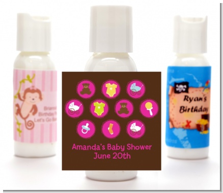 Baby Icons Pink - Personalized Baby Shower Lotion Favors