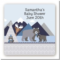 Baby Mountain Trail - Square Personalized Baby Shower Sticker Labels