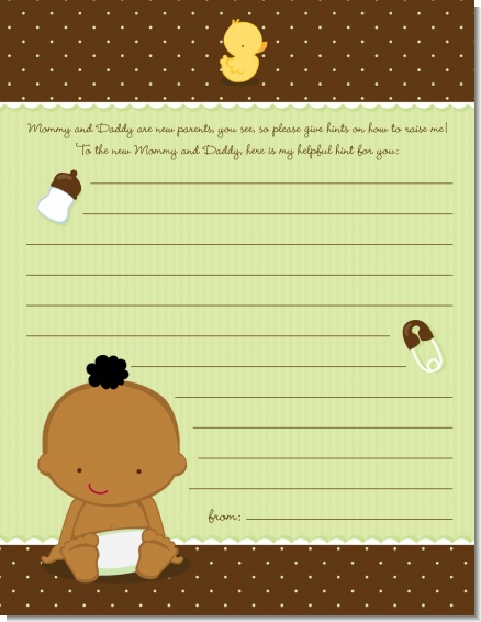 Baby Neutral African American - Baby Shower Notes of Advice