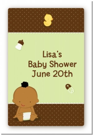 Baby Neutral African American - Custom Large Rectangle Baby Shower Sticker/Labels