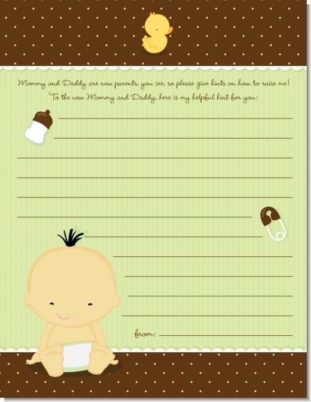 Baby Neutral Asian - Baby Shower Notes of Advice
