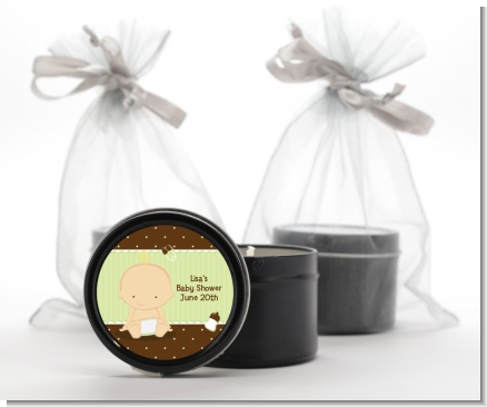 Baby Neutral Caucasian - Baby Shower Black Candle Tin Favors