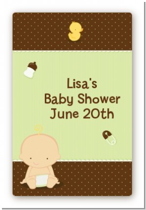 Baby Neutral Caucasian - Custom Large Rectangle Baby Shower Sticker/Labels