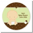 Baby Neutral Caucasian - Round Personalized Baby Shower Sticker Labels thumbnail