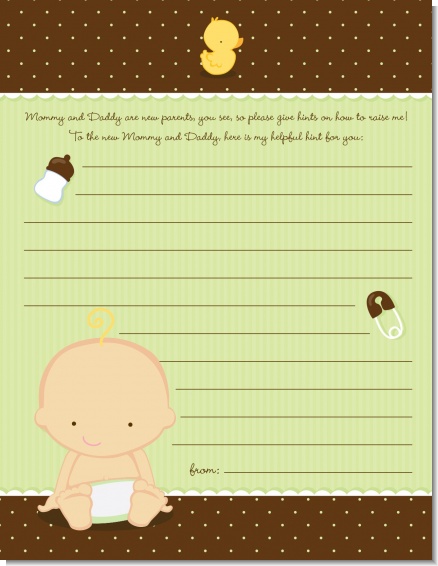 Baby Neutral Caucasian - Baby Shower Notes of Advice