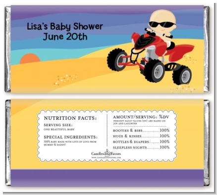 Baby On A Quad - Personalized Baby Shower Candy Bar Wrappers