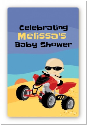 Baby On A Quad - Custom Large Rectangle Baby Shower Sticker/Labels