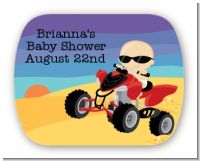 Baby On A Quad - Personalized Baby Shower Rounded Corner Stickers