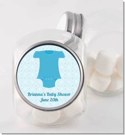 Baby Outfit Blue - Personalized Baby Shower Candy Jar