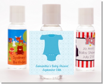 Baby Outfit Blue - Personalized Baby Shower Hand Sanitizers Favors