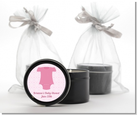Baby Outfit Pink - Baby Shower Black Candle Tin Favors